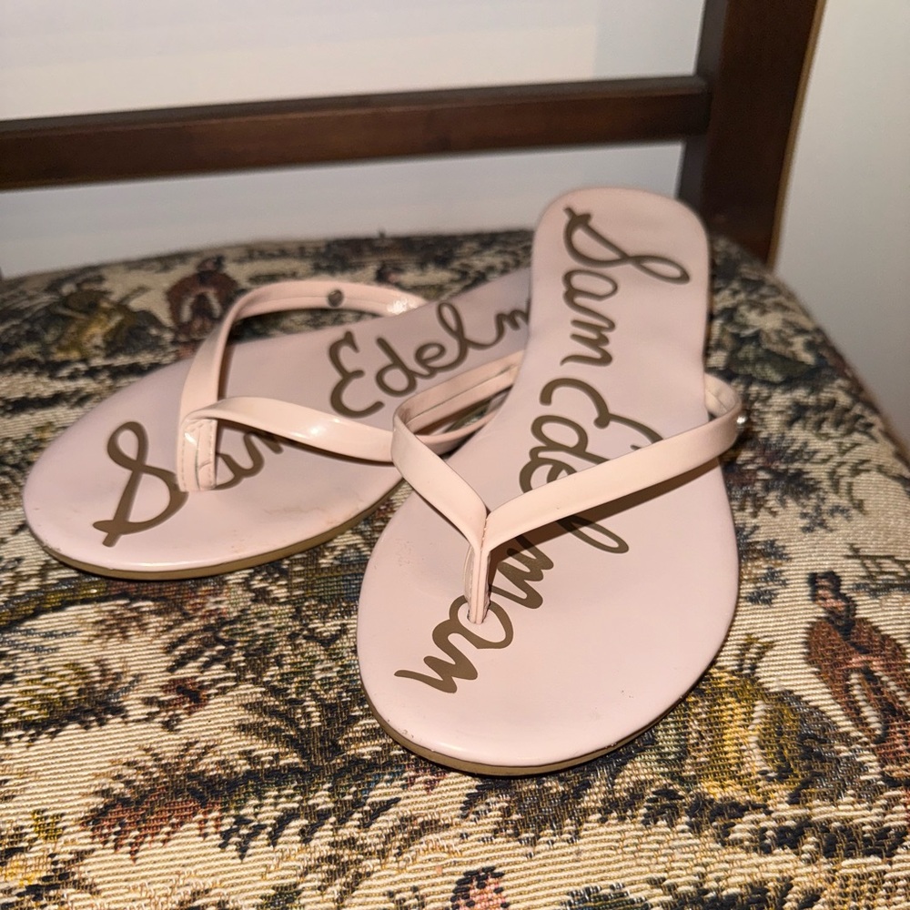 ✨ Sam Edelman Tanya Vegan Patent Leather Flip Flops | Blush Pink | Sz 6 ✨ - Picture 7 of 10